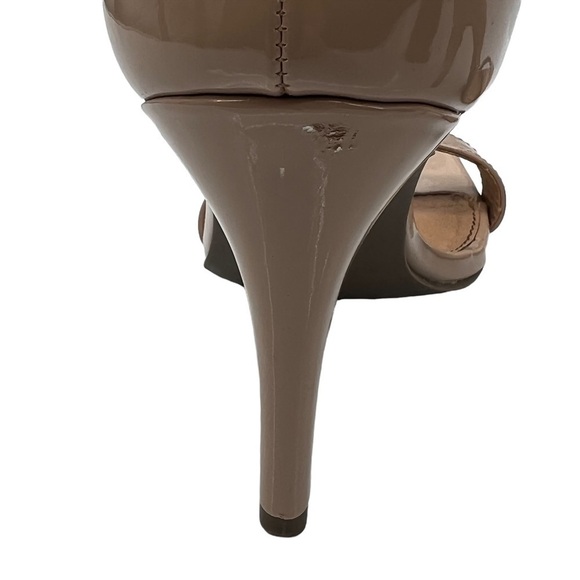 Material Girl Tan Patent Blaire Square Toe Ankle Strap Heels Size 8 Women's - Picture 9 of 9